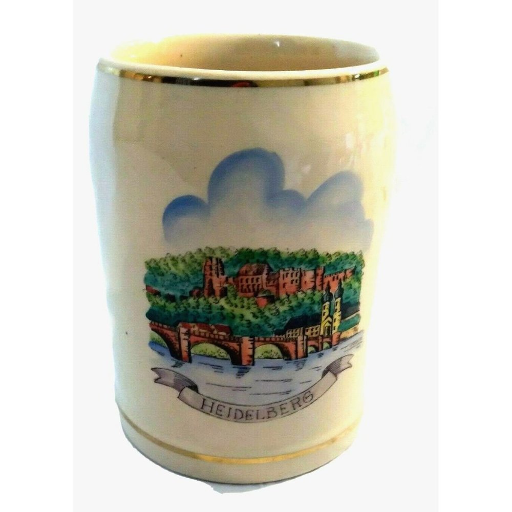 Vintage STEIN Heidelberg Germany Alte Bruke Mit Schloss Thick Mug 1/2 L